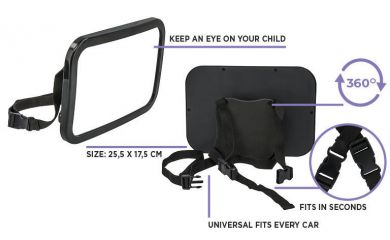 DOOKY Car Seat Mirror Turvapeili autoon