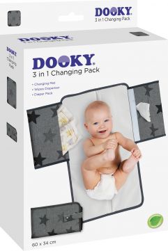 DOOKY 3 in 1 Matkahoitoalusta, Tähdet Harmaa