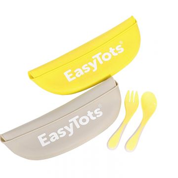 EASYTOTS Silicone Soft Roll Up Ruokakaukalot+Lusikka&Haarukka