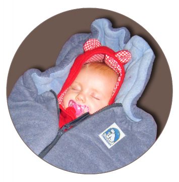 *EISBÄRCHEN Minilämpöpussi Turvakaukaloon MUSTA-HARMAA (fleece)