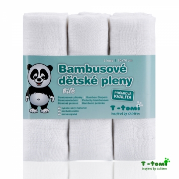 T-TOMI Valkoiset Bambu Harsoliinat 70x70cm, 3kpl/pkt 