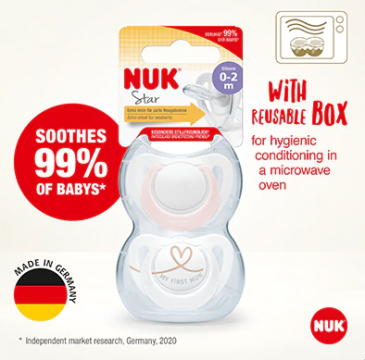NUK Star Silikoni Huvitutit ROOSA 0-6 kk, 2kpl/pkt   