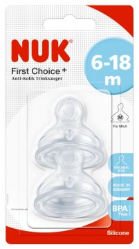 NUK First Choice +PLUS Silikoni Pullotutit 6-18kk M