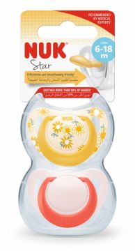 NUK Star Latex Huvitutit 6-18kk 2kpl/pkt 