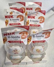 II-LAATU PAKKAUS! NUK Nalle Puh Silikoni Huvitutit 0-6kk BOXI!